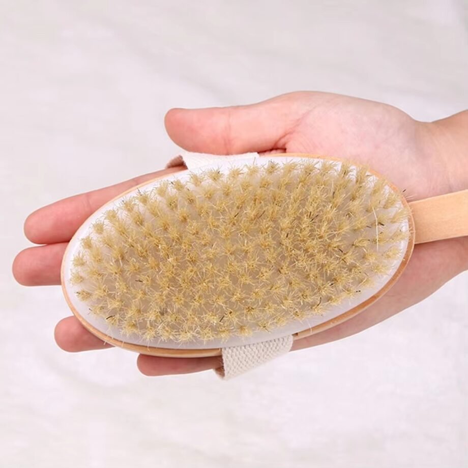Natural Bristles Bath Brush Exfoliating Manual Handheld Back Body Shower Brush Bathroom Scrubbing Women Cleanse Bath Brushes